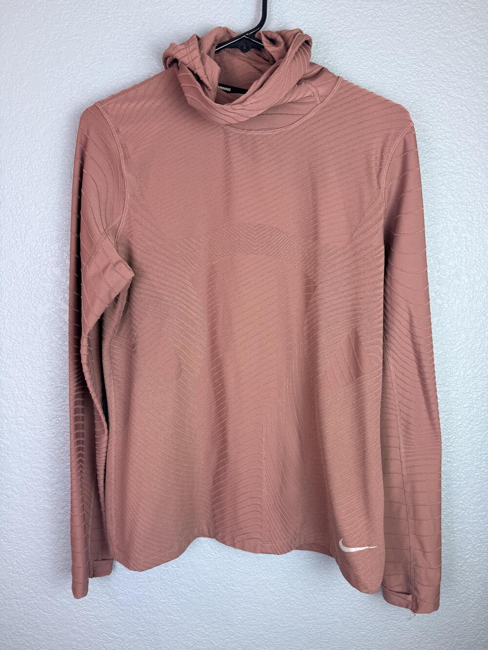 Nike Dri-FIT Running Hoodie Womens Large Pink hooded Pullover Top Athletic